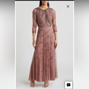 Pisarro Nights beaded Mesh Gown with Jacket